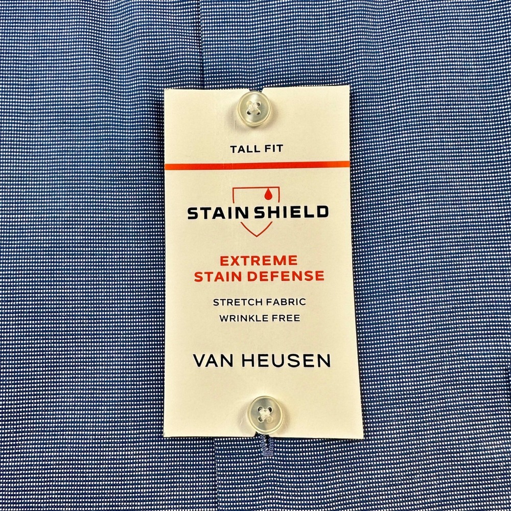 Van Heusen Mens Tall Fit Stain Shield Stretch Wrinkle Free Dress Shir 17.5 35-36 - Picture 2 of 6